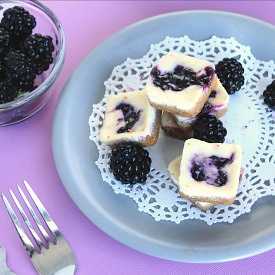 Mini Lowfat Blackberry Cheesecakes
