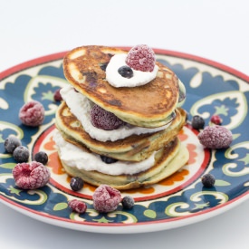 Berry Avocado Protein Pancakes
