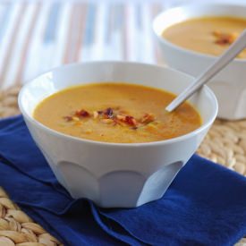 Pumpkin Soup with Cran-Apple Relish