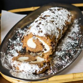 Chocolate Chip Pecan Pumpkin Roll