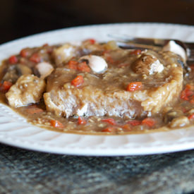 Pork Chop w Balsamic Mushroom Sauce
