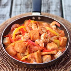 Salmon and Shrimp Diablo
