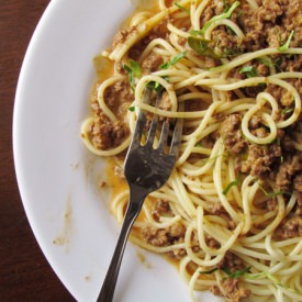 Spaghetti with Thai Red Curry Sauce