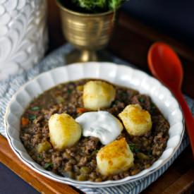 Beef-and-Lentil Stew/Potato Puffs