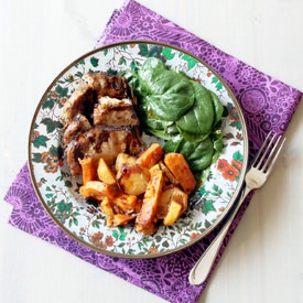 Glazed Pork with Potatoes and Apple