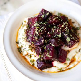 Celery Root Puree with Herbed Beets