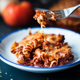Bacon & Beef Baked Pasta