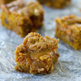 Loaded Caramel Pumpkin Blondies