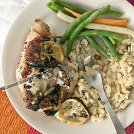 Lemon Chicken with Hazelnut Orzo