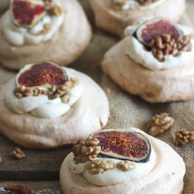 Mini Pavlovas with Figs and Walnuts