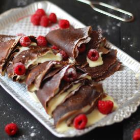 Chocolate Crepes with Custard
