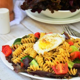 Pasta Salad with Poached Egg