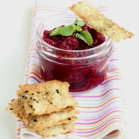 Lavash Crackers w/ Tahini Beet Dip