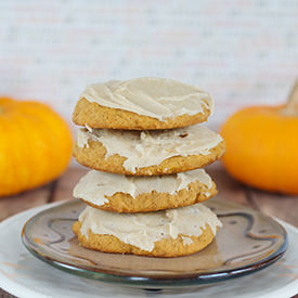 Pumpkin Cookies with Caramel Icing
