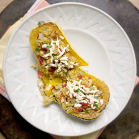 Cheesy Stuffed Fall Delicata Squash