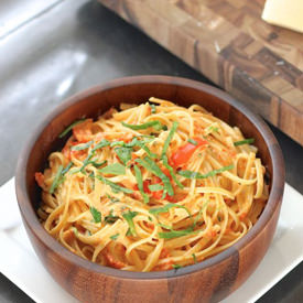 Roasted Red Pepper Spinach Linguine