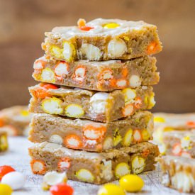 Candy Corn White Choc M&M Blondies