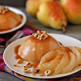 Caramel Panna Cotta & Poached Pears