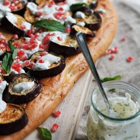 Eggplant Pida with Minted Yogurt