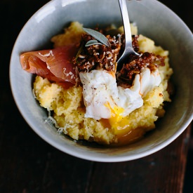 Polenta with Poached Egg and Salmon