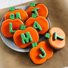 Monogrammed Pumpkin Cookies