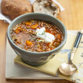 Lentil Soup with Rosemary Rolls