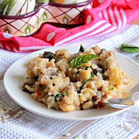 Mushroom, Corn And Basil Risotto
