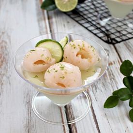 Lime Coconut Jelly with Lychees