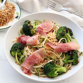 Zucchini Pasta and Prosciutto