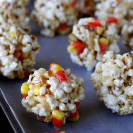 Candy Corn Popcorn Balls