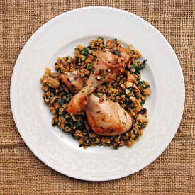Roast Chicken with Red Lentils