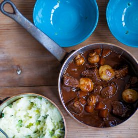 Beef Stew with Mash and Leeks