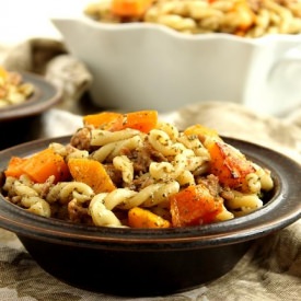 Squash, Sausage and Pesto Pasta