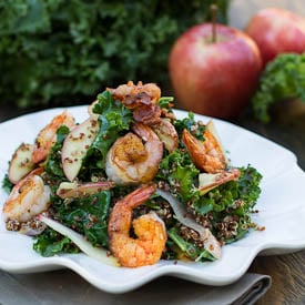 Apple Kale Salad with Spicy Shrimp
