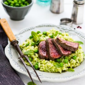 Lamb Loins with Pea & Mint Risotto