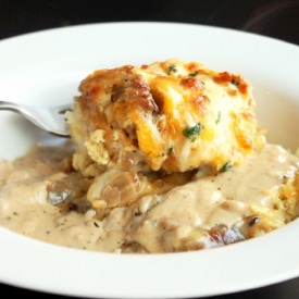 Sausage Biscuit Souffle with Gravy