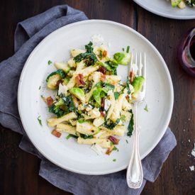 Kale and Brussels Sprouts Carbonara