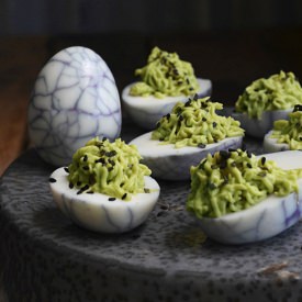 Avocado and Wasabi Deviled Eggs