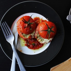 Ricotta and Pesto Stuffed Tomato