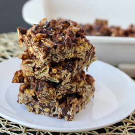 Chocolate Pretzel Toffee Chex Bars