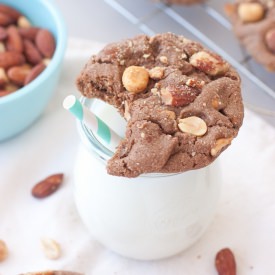Chocolate Peanut & Almond Cookies
