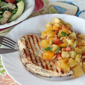 Grilled Chicken & Peach Mango Salsa