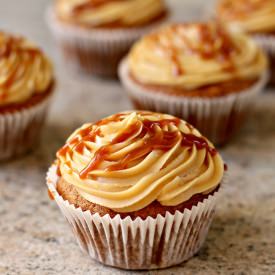 Banana Cupcakes with Rum Caramel