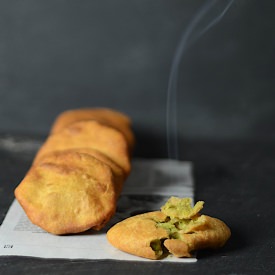 Edamame Stuffed Fried Indian Bread