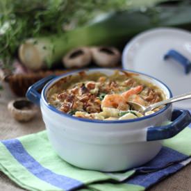 Prawn, Spinach & Leek Pasta Bake