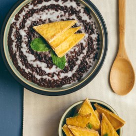 Champorado with Salted Tofu Chips