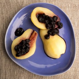 Poached Pears With Wild Blueberries