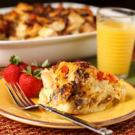 Cheese, Bacon and Tomato Strata