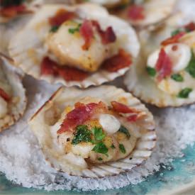 Scallops With Crowdie And Bacon