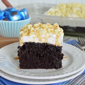 White Chocolate Caramel Poke Cake